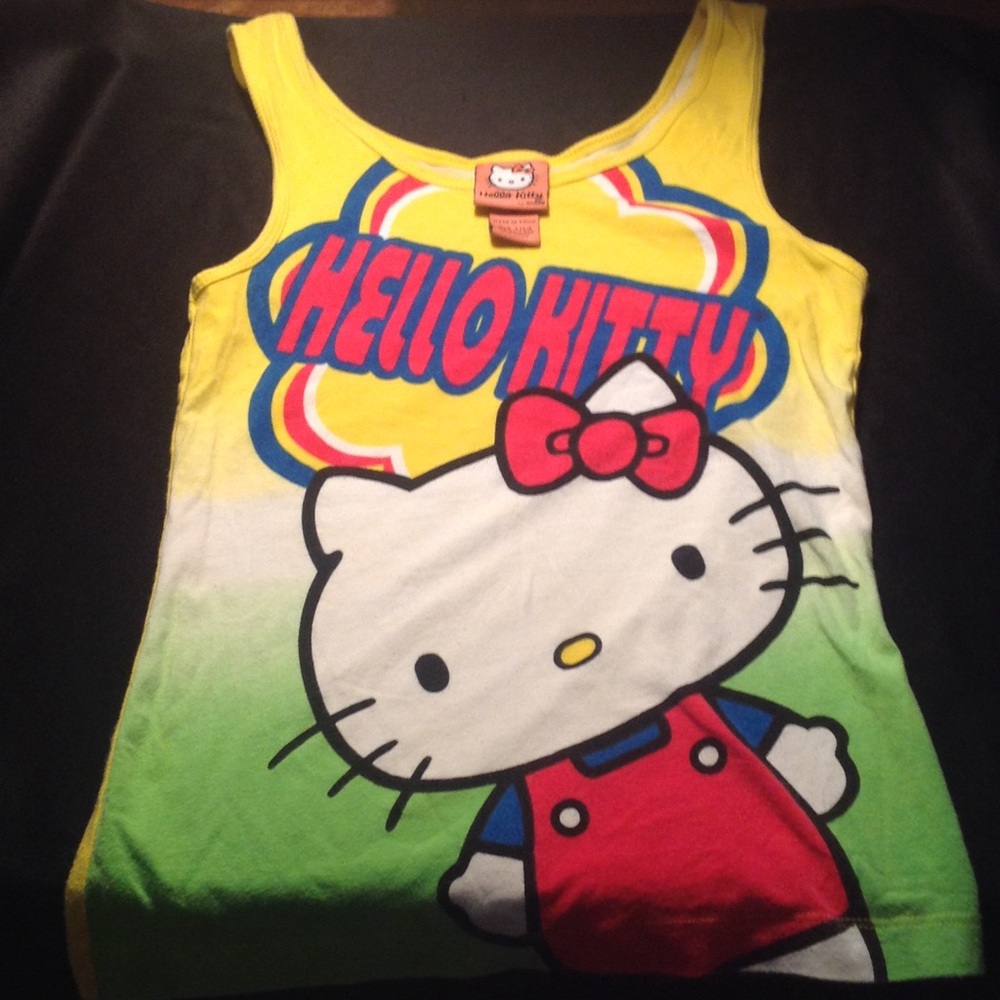 Vintage Girls 2007 Yellow Sanrio Hello Kitty Tank Top Size M Bright